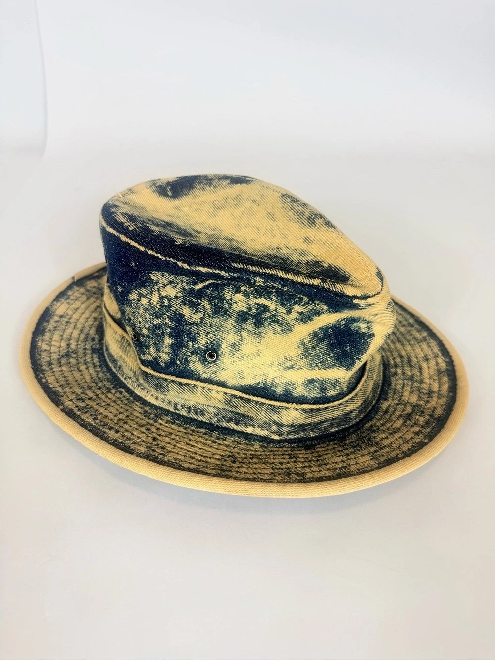Acid Wash Denim Fedora Hat Medium Distressed 90s VTG